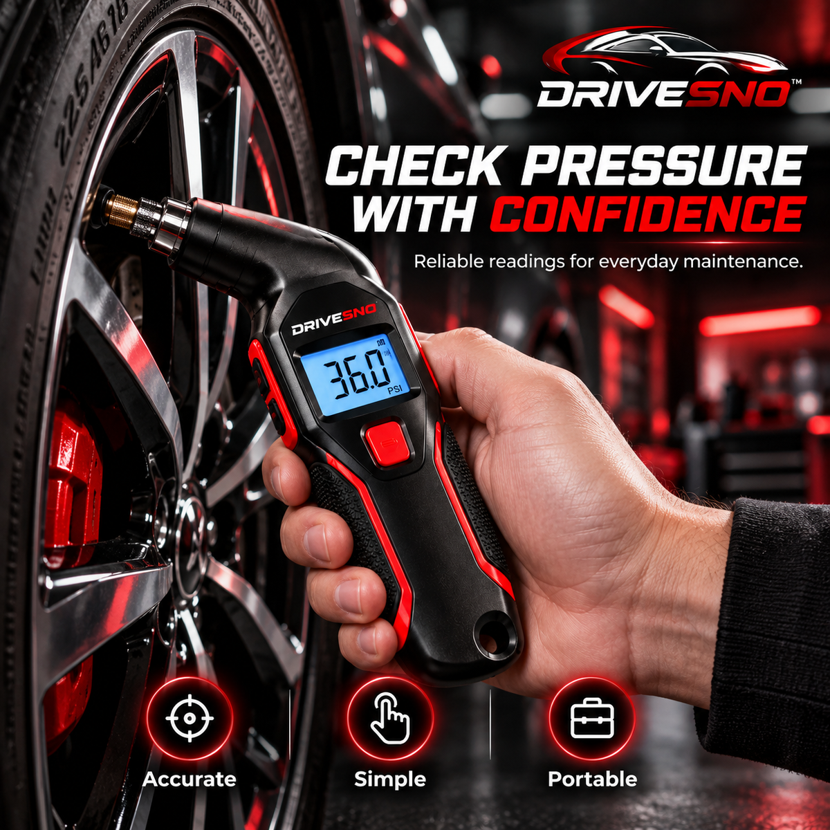 DRIVESNO™ Tire Gauge
